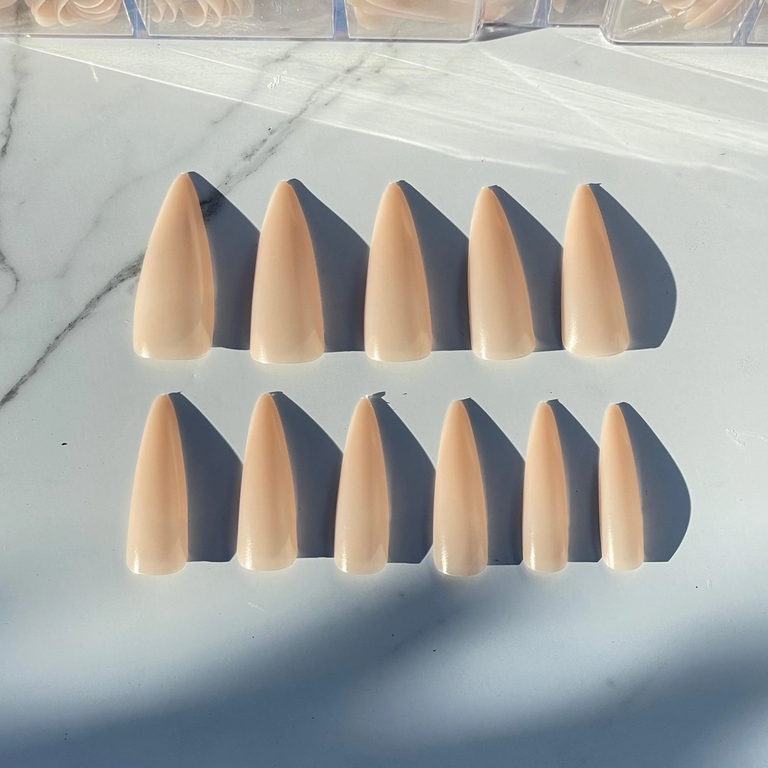 Gel Extension Tips - Stiletto ♥︎ Cream ♥︎ Long - Image 5